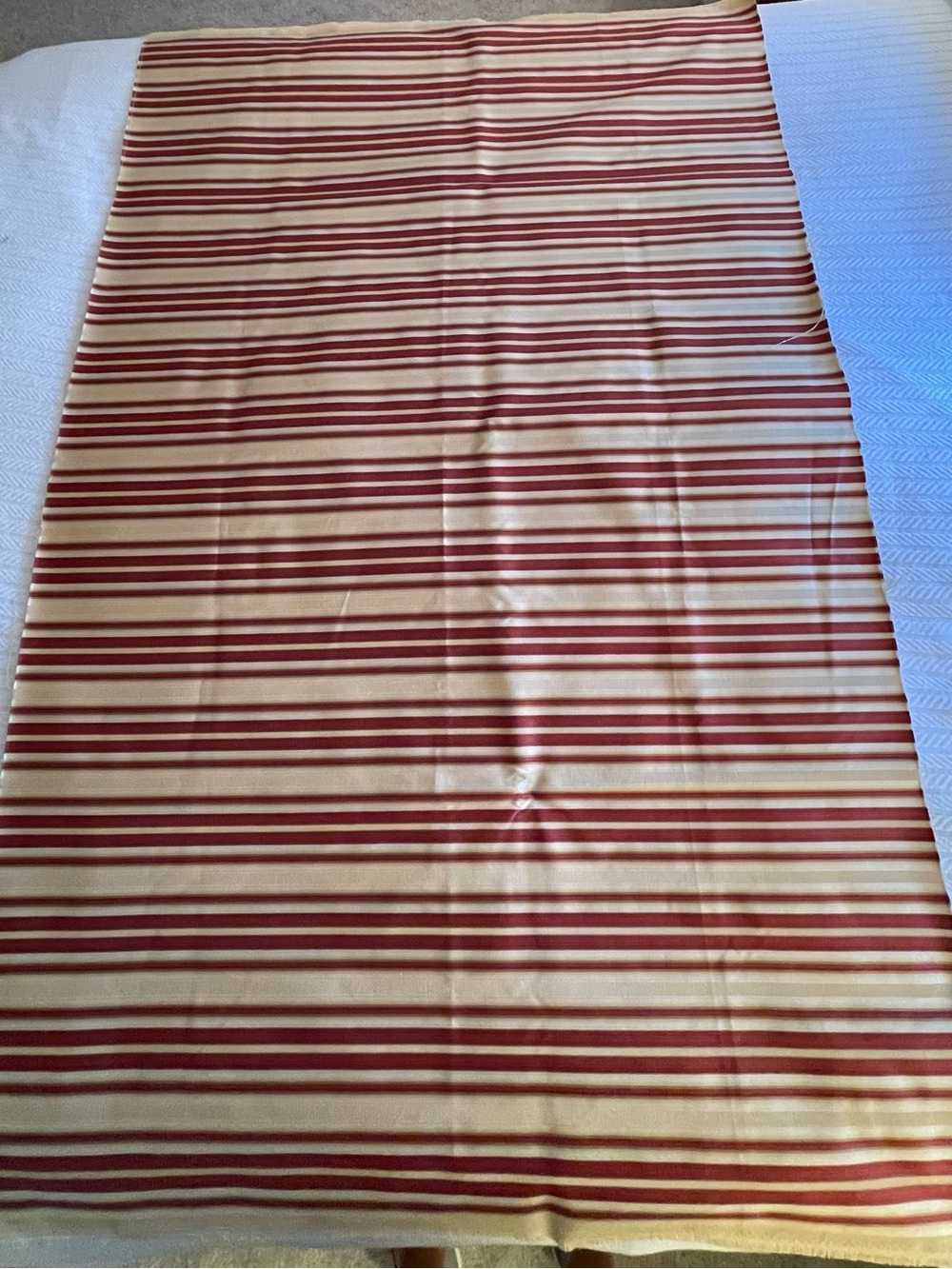 Burgundy Cream Gold Striped Woven Decorator Fabric 57” x 37” - Picture 2 of 7